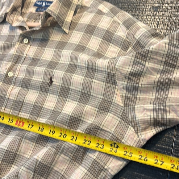 Ralph Lauren Button Down Shirt Brown Light Pink Plaid Blake Vintage size Large - Picture 5 of 6